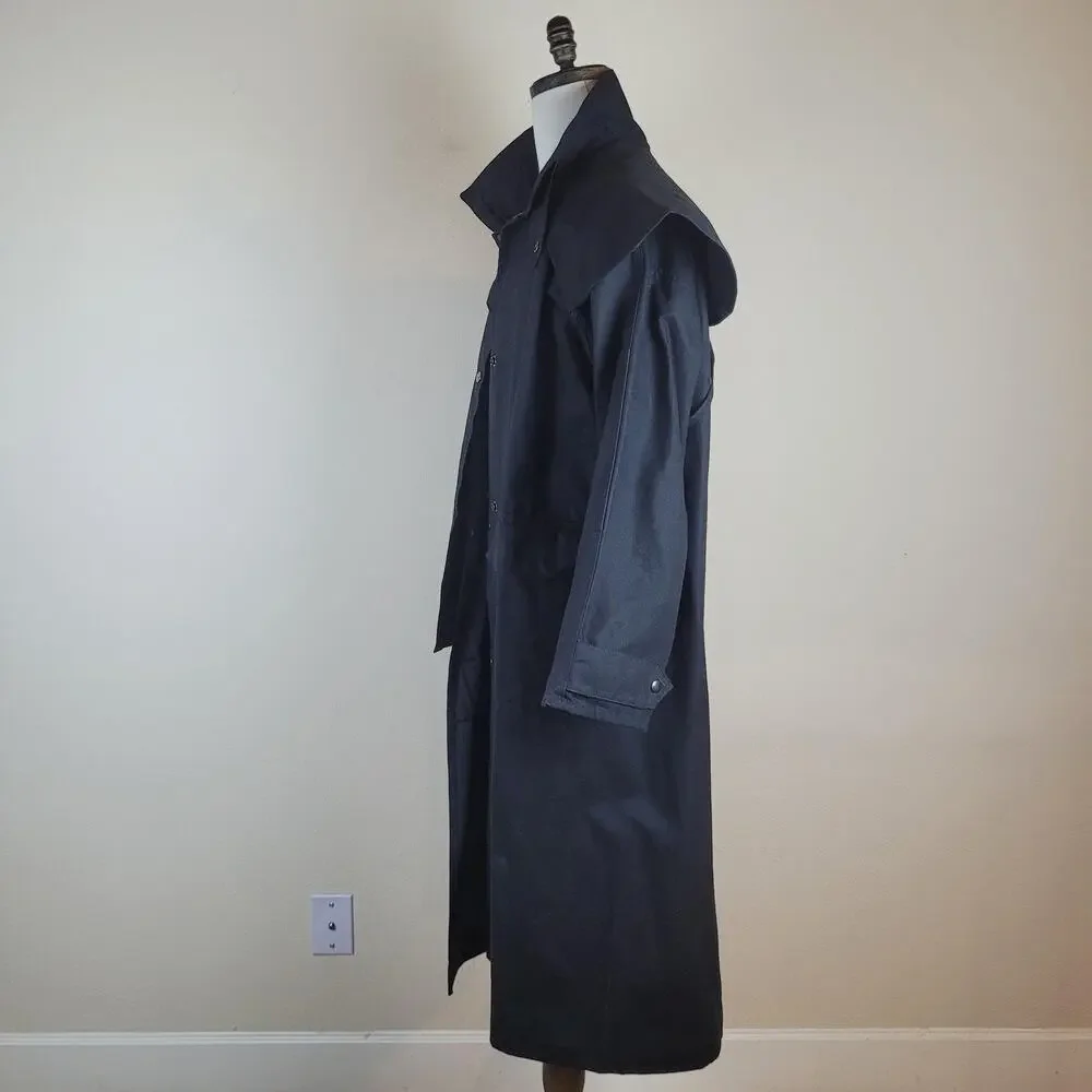 Stockman Coat Large Black Waxed Canvas Drover Duster Riding Western Australia